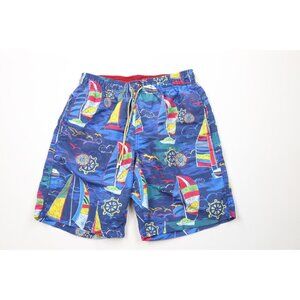 Bugatchi Uomo Mens M Rainbow Sailboat All Over Print Lined Shorts Swim Trunks